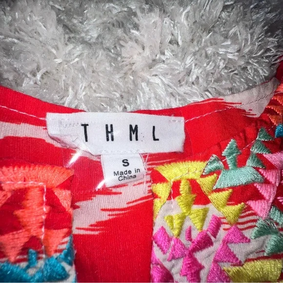 THML Kaleidoscope Embroidered Boho Top | Size Small - Picture 5 of 9